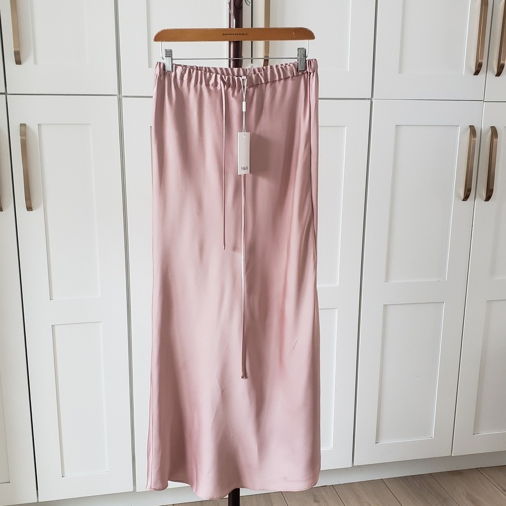 Parker Maxi Skirt Womens XS Pink SK93347646Z Satin Slip Minimalist Elegant